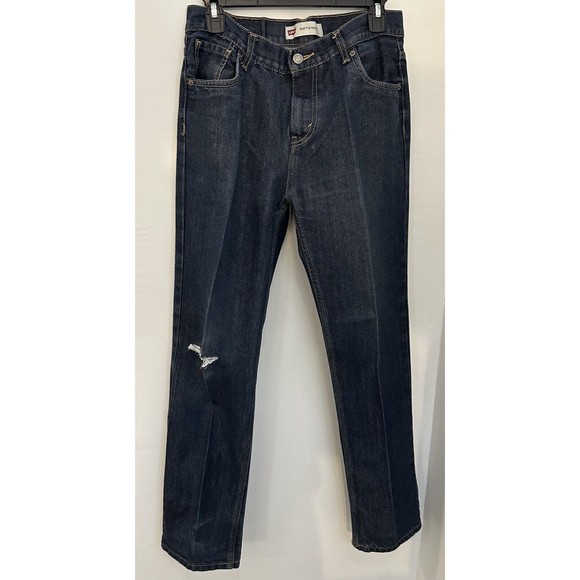 Levi’s 514 Straight Fit Blue Ripped Denim  Jeans Size 30x30 - Boys Size 20 Reg - Picture 1 of 16